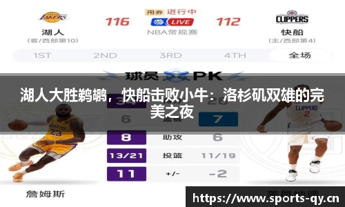 湖人大胜鹈鹕，快船击败小牛：洛杉矶双雄的完美之夜