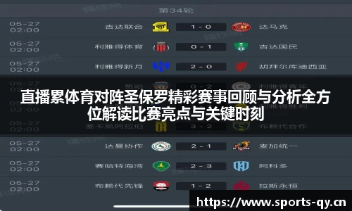 直播累体育对阵圣保罗精彩赛事回顾与分析全方位解读比赛亮点与关键时刻